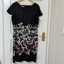 Jacques Vert Dress Size 20 Short Sleeve Black White Red