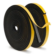QILIMA 2 Rolls Self Adhesive Foam Tape Weatherstrip Weather Stripping for Doo...