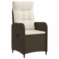 Verstellbarer Gartenstuhl Sessel Outdoor Braun Cremeweiß Terrasse Balkon
