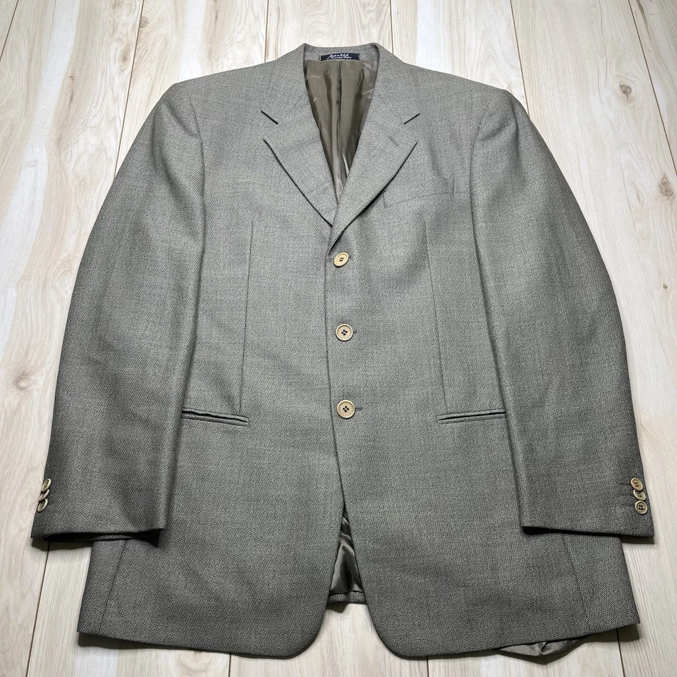 Blazer Giorgio Armani Mani Saks Fifth Ave 3 Botones Mezcla Lana Verde Hombres Talla 42R Foto 2 de 4