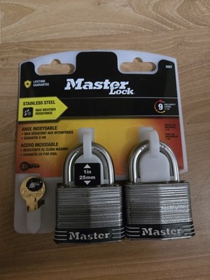 Master Lock 5SSTHC Stainless Outdoor Padlock with Key, 2 in. Wide, 2 Pack 
