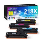 218X Toner Cartridge 4 Pack with Chip Compatible Replacement for HP 218X W218...