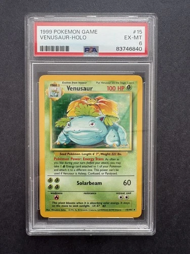 1999 POKEMON BASE SET UNLIMITED #15 VENUSAUR-HOLO PSA 6