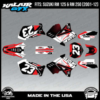 Graphics Kit For Suzuki RM125 RM250 (2001-2012) Evader Series - Red