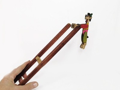 Vintage Toy Trapeze Acrobat Squeeze Flip Wolf Wooden Handmade for Girls Boys