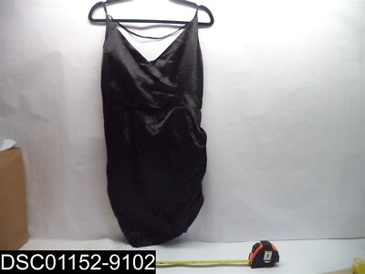 Yoins Size Medium Black V Neck Ruffle Mini Party Dress