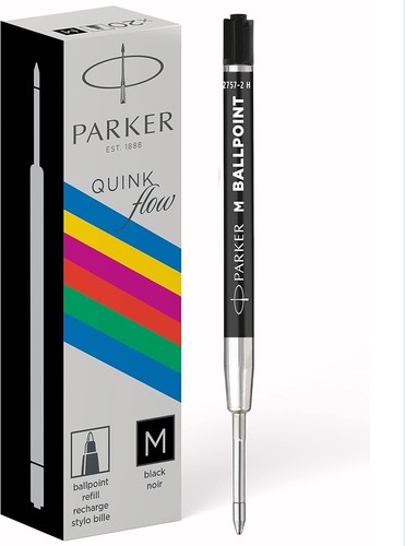 Parker Ballpoint Pen Refills - Medium Point - Black QUINKflow Ink - 20 Refills - Picture 1 of 7