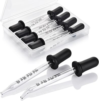 Herain 8 Pack Glass Pipette Dropper Ear and Eye Medicine Dropper-Bent & Straight