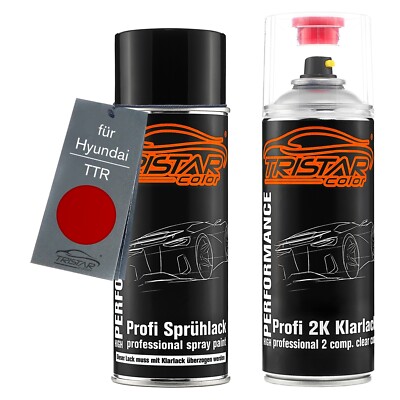Autolack 2K Spraydosen Set für Hyundai TTR Tomato Red Basislack 2K Klarlack
