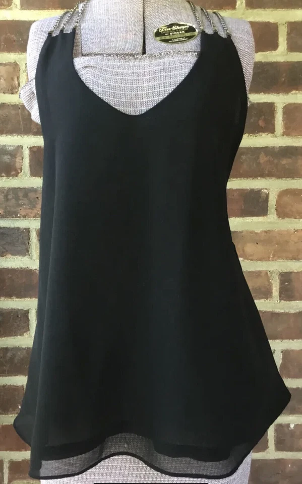 Millau Black Racer Back Sleeveless Blouse Size Small - Image 2 of 4