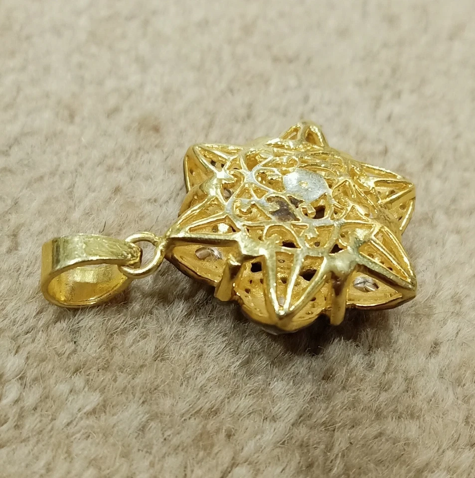 Tormalina Gemma Ciondolo Polki Diamante 925 Sterling Argento Vintage Gioielli - Immagine 3 di 4