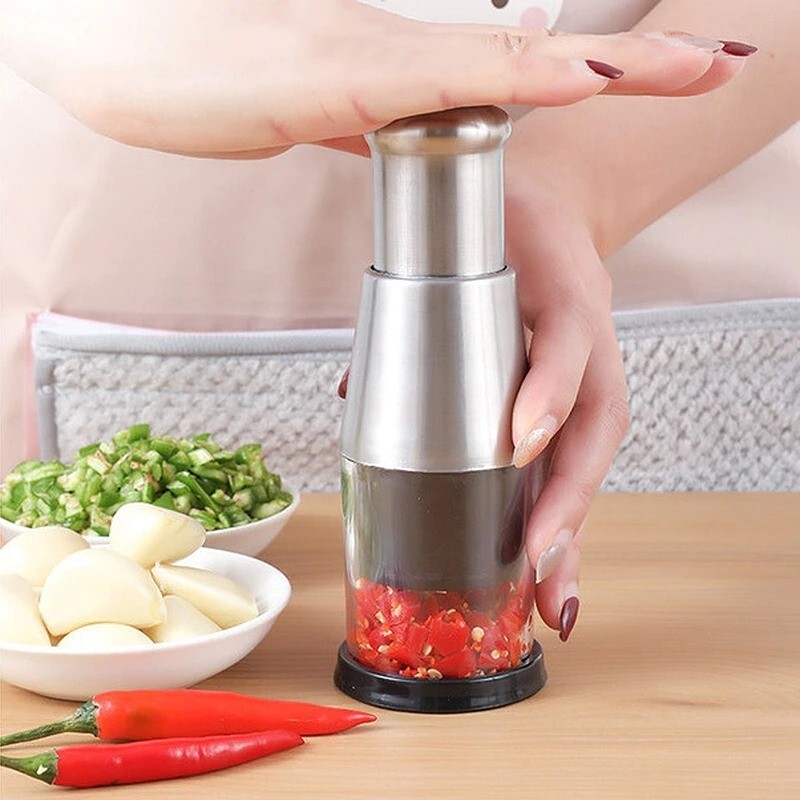 Hand Press Garlic Onion Chopper Cutter Crusher Vegetable Manual Kitchen Tool-image
