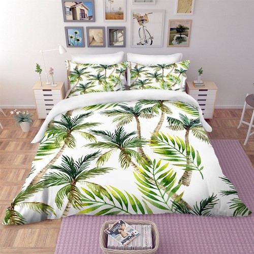 3D Tropical Palm Tree Watercolor Quilt Cover Set Bedding Sets Pillowcases 64 - Picture 2 of 6