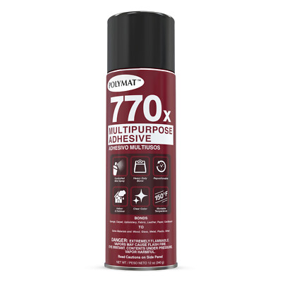 Polymat 770X MULTIPURPOSE CLEAR MIST Spray Glue Adhesive for Fabric Arts Crafts