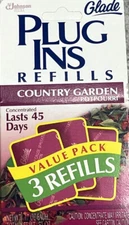 Glade Plug Ins Country Garden Scent 3 Air Freshener Refills Vintage Vtg NOS