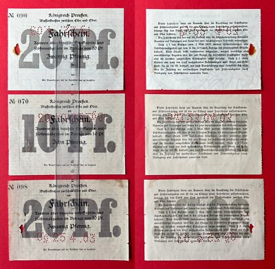 3 x Fahrkarte Fahrscheine um 1900 Königreich Preussen 10-20 Pfennig RAR( 145934