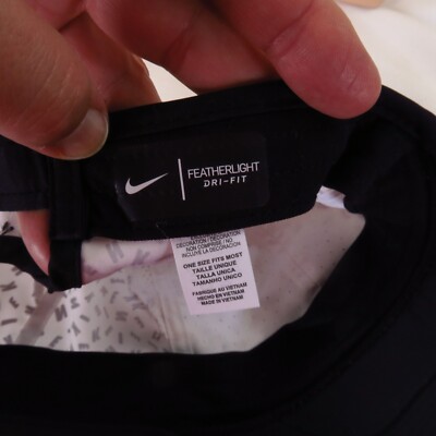 RARE Nike FeatherLight All Over Spellout Letters Black White Hat Cap RARE Nike FeatherLight All Over Spellout Letters Black White  main image 2