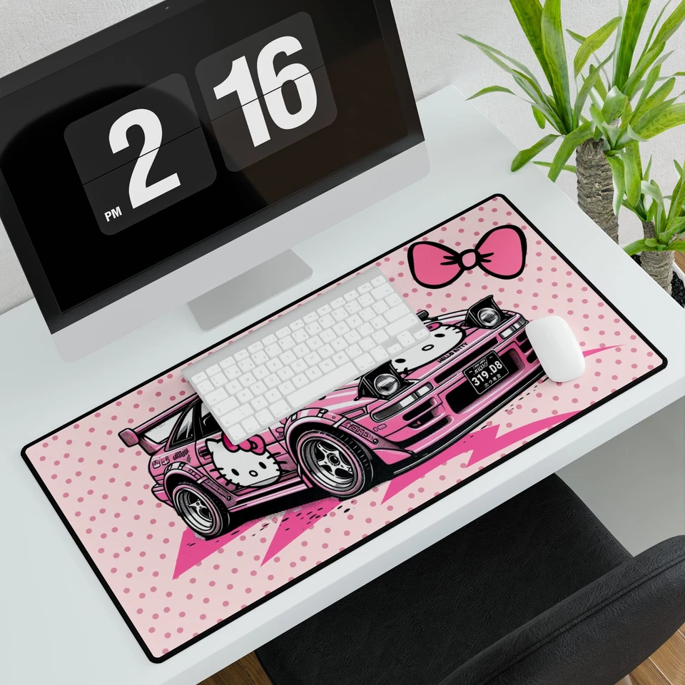 Hello Kitty Pink Cute Gaming Mousepad, Desk Accessories, Gift for Car Lovers - Image 2 of 2
