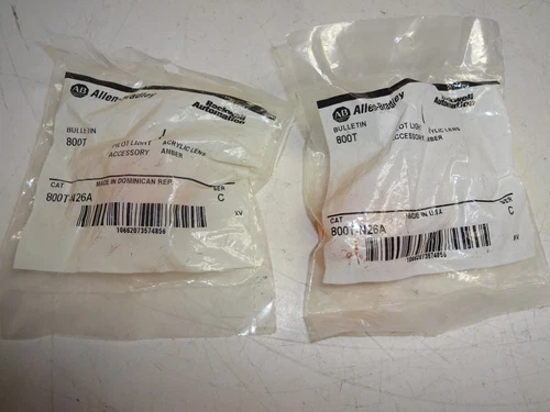 LOT OF 2 ALLEN BRADLEY 800T-N26A PILOT LIGHT LENS AMBER