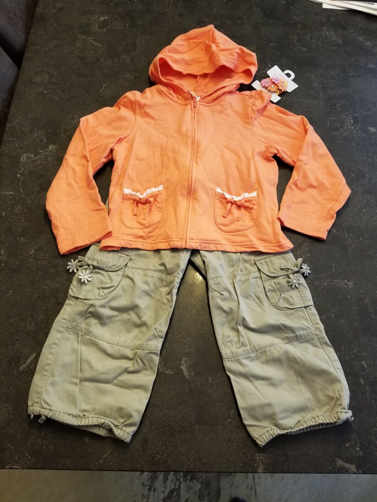 Giacca con cappuccio Gymboree vintage corallo appena scelto + pantaloni cargo Capri + pony o 8