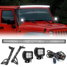 For 07-17 jeep Wrangler JK 52" LED Light Bar +3'' Pods+ Mounting Bracket +Wiring