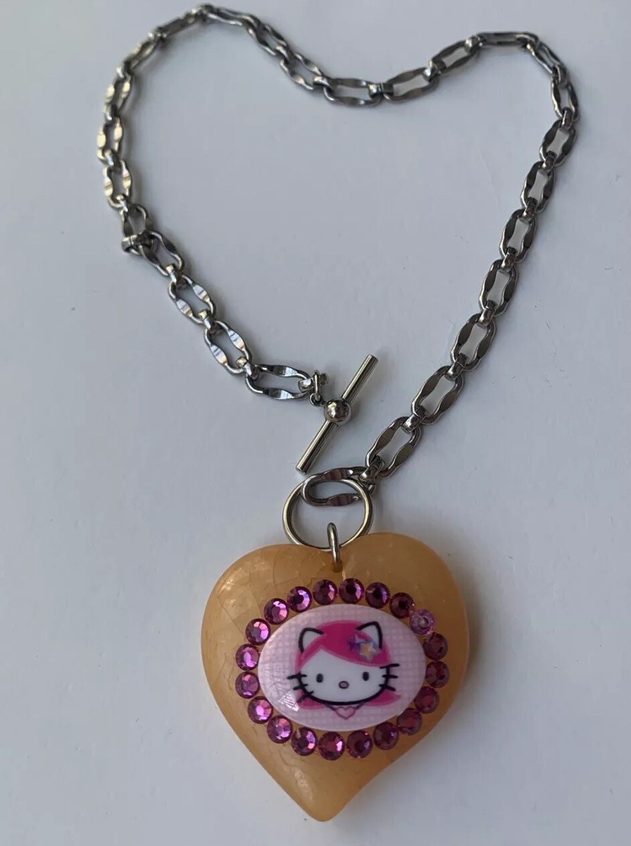Tarina Tarantino Hello Kitty Orange Pink Heart Rhinestone