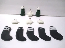 LOT OF 11 CROCHET KNIT STOCKINGS STARS & TREES CHRISTMAS ORNAMENTS BIN CHR2