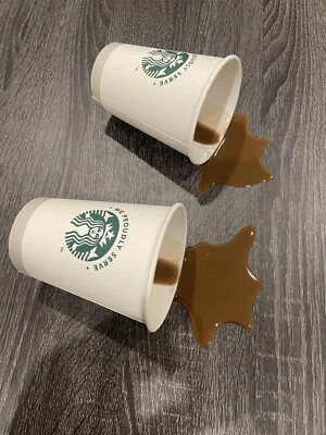 HANDMADE Fake Spilled 12oz Coffee Cup Spill Starbucks Prop Display *Free Shipping*