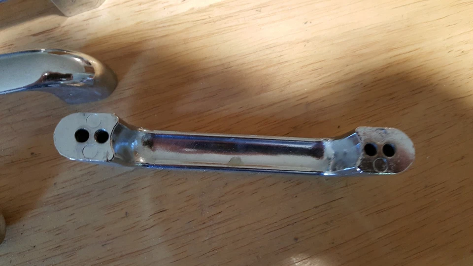 vintage antique farmhouse coat/robe wall/door hanging chrome and door stops pull - Image 2 of 2