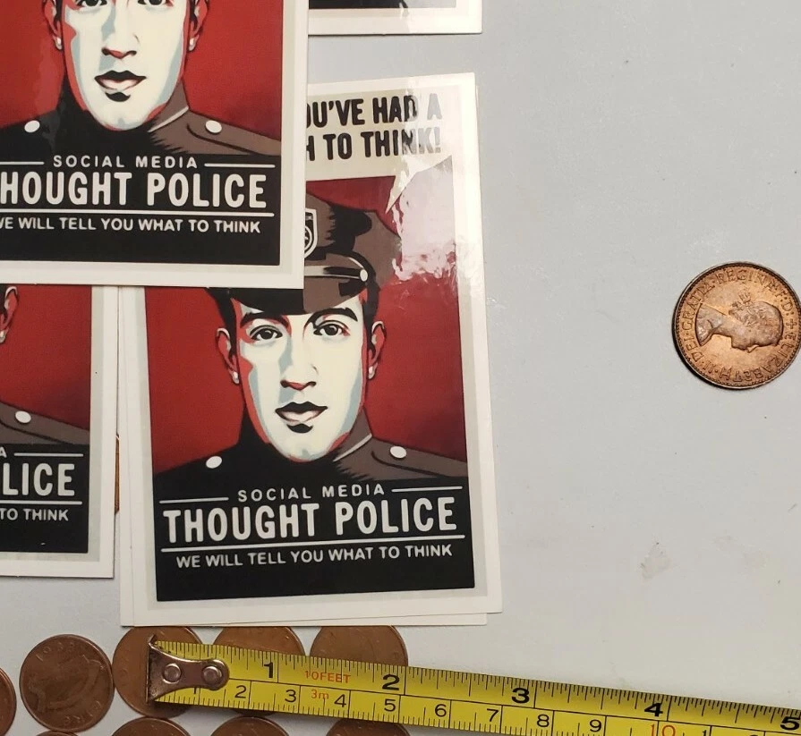 POLÍCIA DO PENSAMENTO Anti Facebook Twitter ADESIVO LIBERDADE DE EXPRESSÃO Jack Dorsey Zuckerberg - Imagem 3 de 4