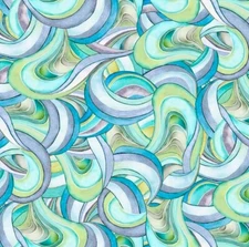 Quilting Treasures – Seashell Soiree – Swirls – Aqua, BTY