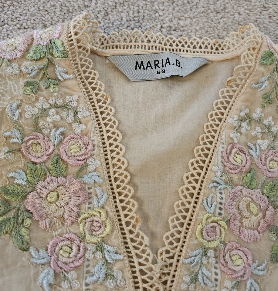 Traje Original Maria B Niñas Jóvenes, Pret Bordado Shalwar Kameez, Talla 6-8 Foto 3 de 3