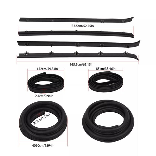 Front Door Window Run Sweep Felts Weatherstrip Seals Kit Set Fit Chevy GMC Truck - Picture 9 of 12