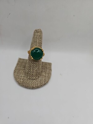 Karis Ring Size 6.75 Gold Tone  Overlay Green Onyx
