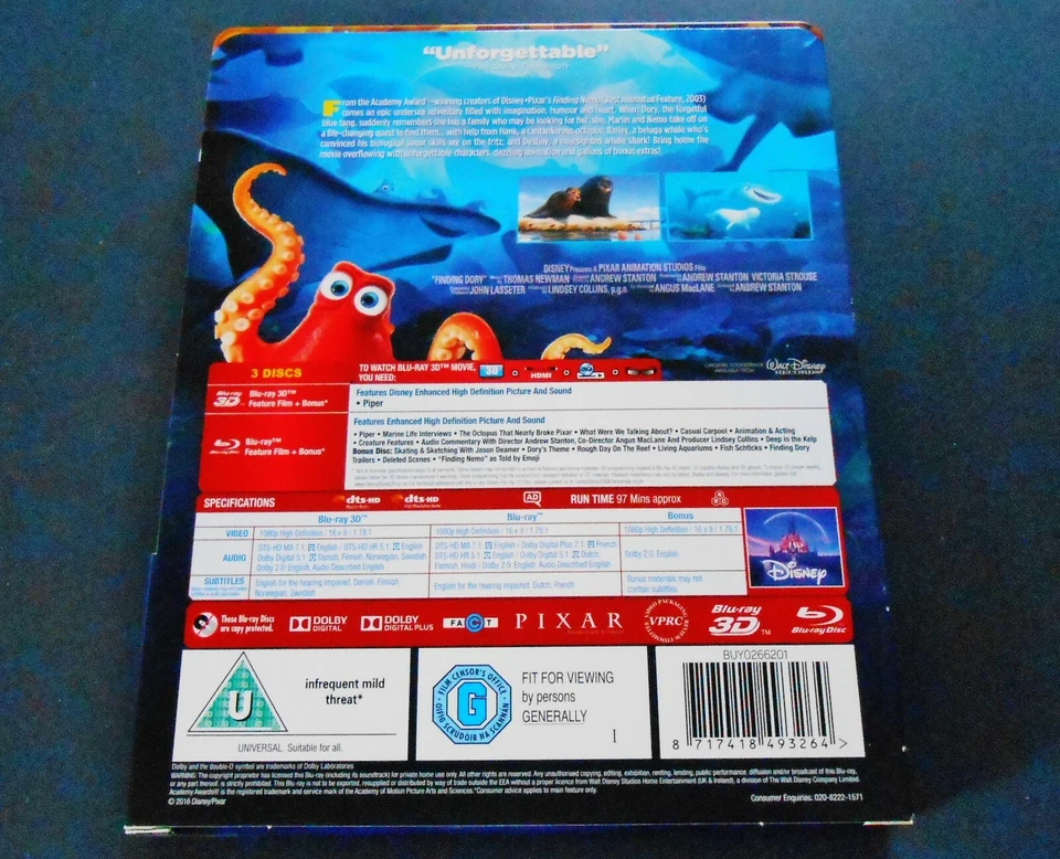 Finding Dory ~ Real 3D & 2D Blu-Ray Steelbook - Image 2 of 2