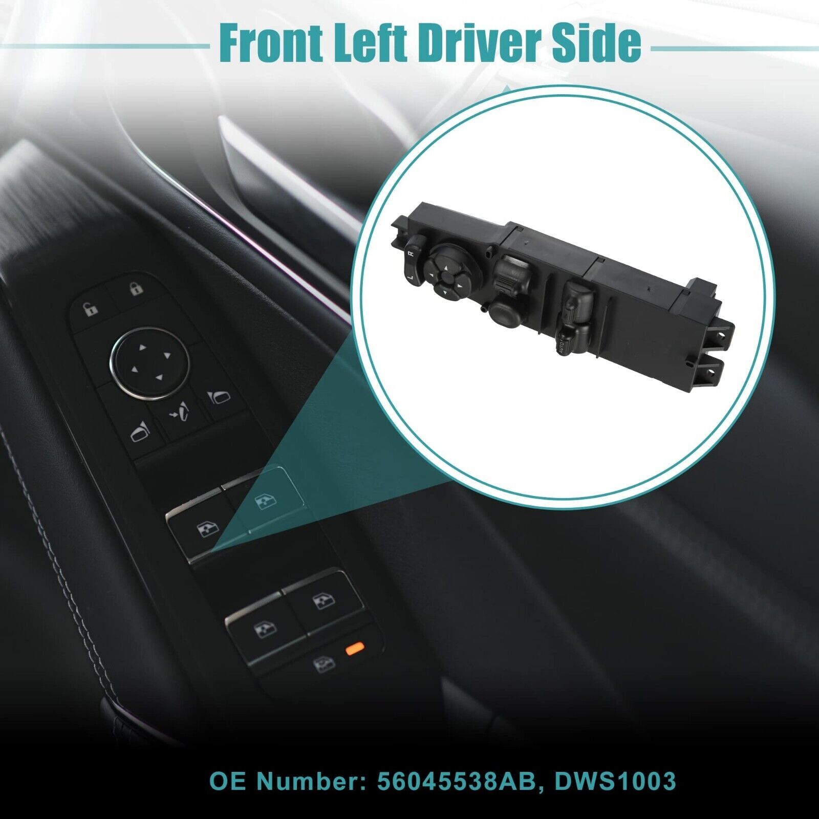 Power Window Switch Master Driver Side 56045538AB Compatible with 2003-2004 Dodge Models