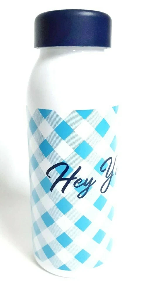 Botella de agua Draper James Hey Y'all azul claro guinga 17 fl oz aislada nueva con etiquetas Foto 3 de 4