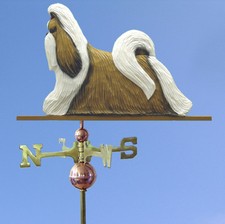 Shih Tzu Hand Carved Hand Painted Basswood Dog Weathervane Gold & White