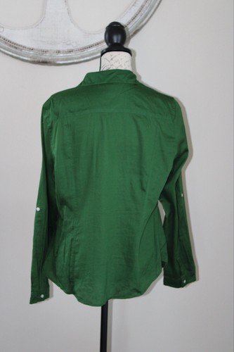Vecchia camicia donna verde navy con fondo taglia L - Foto 4 di 6