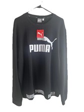 Puma Mens XL Black Amplified Crew Sweatshirt NWT Logo Taping Pullover