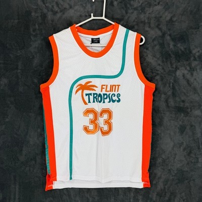 AFLGO Flint Tropics Basketball Jersey #33 Moon White Orange Teal Men's Large