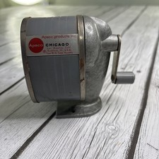 Vintage Apsco Manual Hand Crank Single Pencil Sharpener Gray Made In USA.