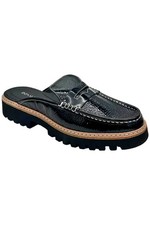 Donald Pliner Women's Hillie Tumbled Patent Slip On Loafers Black