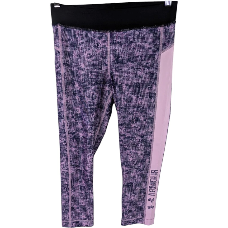 Leggings capri Under Armour para mujer talla mediana rosa ajustados atléticos elásticos Foto 2 de 4