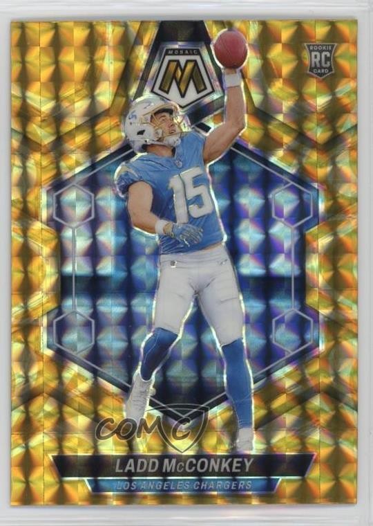2024 Panini Mosaic Rookies Reactive Yellow Mosaic Prizm Ladd McConkey #334