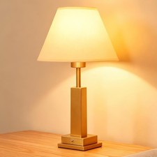 Mr.White Rechargeable Cordless Table Lamp with Adjustable Fabric Shade, 5200m...