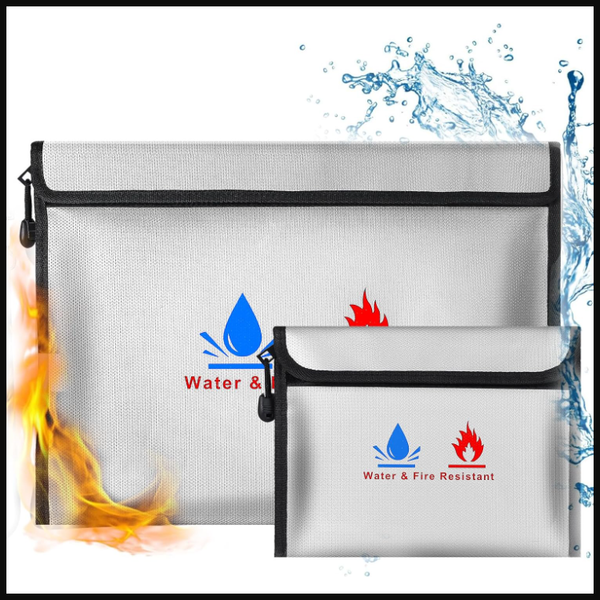 Feuerfeste Tasche 2Er Set Silber FüR Dokumente Und Wertsachen, Grau-image