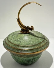 Vintage Art Deco Carl Sorensen Copper & Bronze Covered Bowl Bird Finial