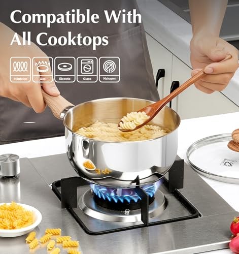 Edelstahl Soßenpfanne Set, 1QT & 2QT & 3QT, Edelstahl Topf Set 6 - Bild 4 von 7