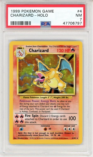 1999 Pokemon Game Charizard - PSA 7 - 4/102 Genuine Trading Card Vintage #4